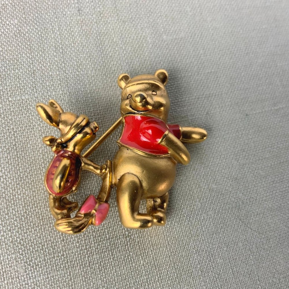 Vintage  Disney Winnie The Pooh  And Piglet Brooch Pin - Picture 4 of 15